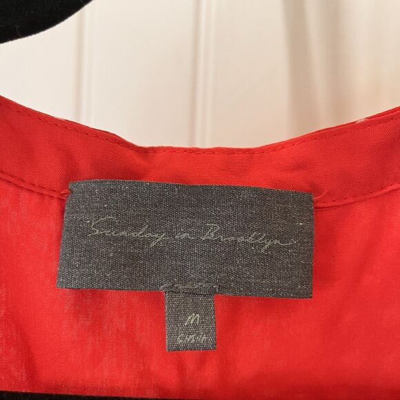 Sunday in Brooklyn Floral Polka Dot Maxi Dress Women Size M Textured Button Red - Picture 6 of 12